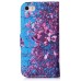 Colorful Picture Printed Blooming Flower Tree Wallet Card Slot Stand Leather Case For iPhone 5 / 5s