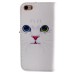 Colorful Picture Printed Cat Face Wallet Card Slot Stand Leather Case For iPhone 5 / 5s