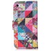 Colorful Picture Printed Flower Triangles Wallet Card Slot Stand Leather Case For iPhone 5 / 5s