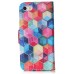 Colorful Picture Printed Hexagons Wallet Card Slot Stand Leather Case For iPhone 5 / 5s