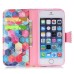 Colorful Picture Printed Hexagons Wallet Card Slot Stand Leather Case For iPhone 5 / 5s