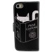 Colorful Picture Printed Mind Control Cat Wallet Card Slot Stand Leather Case For iPhone 5 / 5s