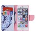 Colorful Printed PU Leather Flip Wallet Stand Case With Card Slots For iPhone 6/6s Plus -  Blue half flower