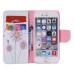 Colorful Printed PU Leather Flip Wallet Stand Case With Card Slots For iPhone 6/6s Plus -  Pink dandelion