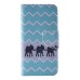 Colorful Printed PU Leather Flip Wallet Stand Case With Card Slots For iPhone 6/6s Plus - Three Elephants