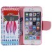 Colorful Printed PU Leather Flip Wallet Stand Case With Card Slots For iPhone 6/6s Plus - Three red petal