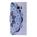 Colorful Printed PU Leather Flip Wallet Stand Case With Card Slots for Samsung Galaxy Note5 - Blue half flower