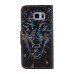 Colorful Printed PU Leather Flip Wallet Stand Case With Card Slots for Samsung Galaxy Note5 - Fierce Wolf