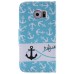 Colorful Printed PU Leather Flip Wallet Stand Case With Card Slots for Samsung Galaxy S6 - Blue Anchor