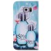 Colorful Printed PU Leather Flip Wallet Stand Case With Card Slots for Samsung Galaxy S6 - Blue Parfum Bottle
