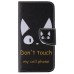 Colorful Printed PU Leather Flip Wallet Stand Case With Card Slots for Samsung Galaxy S6 - Cat Don't touch my cell phone