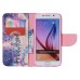 Colorful Printed PU Leather Flip Wallet Stand Case With Card Slots for Samsung Galaxy S6 - Stars Freedom Cry