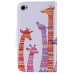 Colorful Printed PU Leather Flip Wallet Stand Case With Card Slots for iPhone 4 / 4s - Elegant Giraffe