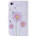 Colorful Printed PU Leather Flip Wallet Stand Case With Card Slots for iPhone 4 / 4s -  Pink dandelion