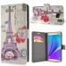 Colorful Purple Eiffel Tower Pattern Magnetic Stand Leather Case With Card Slots For Samsung Galaxy Note 5