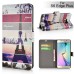 Colorful Stripes Eiffel Tower Pattern Magnetic Stand Leather Case With Card Slots For Samsung Galaxy S6 Edge Plus