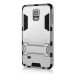 Cool Solid Iron Bear Design Hybrid PC and TPU Stand Case for Samsung Galaxy Note 4 - Silver