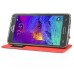 Craquelure Stand Magnetic Switch Leather Case for Samsung Galaxy Note 4 - Red