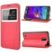 Craquelure Stand Magnetic Switch Leather Case for Samsung Galaxy Note 4 - Red