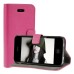 Cross Grain Magnetic Leather Case With Stand For iPhone 4 / 4S - Magenta