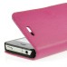 Cross Grain Magnetic Leather Case With Stand For iPhone 4 / 4S - Magenta