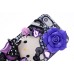 Cute Fashion 3D Cat With Purple Rose Rhinestone Case For iPhone 5s iPhone 5 - Black