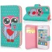 Cute Owl with Hot Heart Built-in Wallet Leather Case Cover for iPhone 4/4S