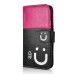 Cute Smile Face Dual Color Magnetic Stand Leather Case with Card Holder for Samsung Galaxy S5 - Black/Magenta
