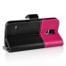 Cute Smile Face Dual Color Magnetic Stand Leather Case with Card Holder for Samsung Galaxy S5 - Black/Magenta