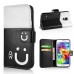 Cute Smile Face Dual Color Magnetic Stand Leather Case with Card Holder for Samsung Galaxy S5 - Black/White