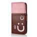 Cute Smile Face Dual Color Magnetic Stand Leather Case with Card Holder for Samsung Galaxy S5 - Brown/Pink