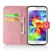 Cute Smile Face Dual Color Magnetic Stand Leather Case with Card Holder for Samsung Galaxy S5 - Pink/Red