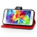 Cute Smile Face Dual Color Magnetic Stand Leather Case with Card Holder for Samsung Galaxy S5 - Royalblue/Red