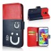 Cute Smile Face Dual Color Magnetic Stand Leather Case with Card Holder for Samsung Galaxy S5 - Royalblue/Red