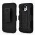 Delicate Detached Hybrid PC and Silicone Protective Stand Case with Belt Clip Holster for Samsung Galaxy S5 - Black