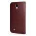 Delicate Horse Skin Magnetic Folio Wallet Stand Leather Case Cover with Card Slot for Samsung Galaxy S4 - Brown
