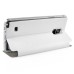 Delicate Metal Slide Touch Stand Leather Case with Window View for Samsung Galaxy Note 4 - White