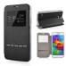 Delicate Metal Slide Touch Stand Leather Case with Window View for Samsung Galaxy S5 - Black