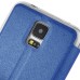 Delicate Metal Slide Touch Stand Leather Case with Window View for Samsung Galaxy S5 - Royalblue