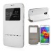 Delicate Metal Slide Touch Stand Leather Case with Window View for Samsung Galaxy S5 - White
