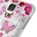 Diamond Embedded Thin Cartoon Butterfly and Flower TPU Protective Case for Samsung Galaxy S5