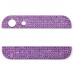 Diamond Metal at the Top and Bottom Glass Cover Replacement for iPhone 5 - Purple Rhinestone / Purple