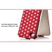 Dots Pattern Magnet Flip Leather Hard Case For iPhone 4S - Red