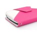 Double-color Wallet Style Magnetic Flip Leather Case For Samsung Galaxy S3 Mini I8190 - Magenta / White