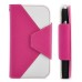 Double-color Wallet Style Magnetic Flip Leather Case For Samsung Galaxy S3 Mini I8190 - Magenta / White