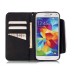 Drawing Pattern Magnetic Flip Wallet Leather Case for Samsung Galaxy S5 - Fashion Black Flower