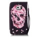 Drawing Pattern Magnetic Flip Wallet Leather Case for Samsung Galaxy S6 Edge - Pink Flower Skeleton