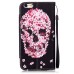 Drawing Pattern Magnetic Flip Wallet Leather Case for iPhone 6s Plus - Pink Flower Skeleton