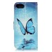 Drawing Printed Bling Blue Butterfly PU Leather Flip Wallet Stand Case With Card Slots for iPhone 7