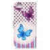 Drawing Printed Blue And Purple Butterflies PU Leather Flip Wallet Stand Case With Card Slots for iPhone 7